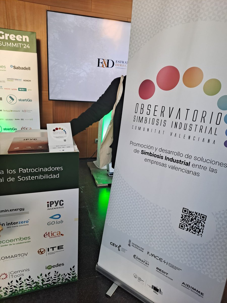 AIDIMME's tweet photo. Hoy ha estado presente en el VLC•Green Summit 2024 el Observatori de Simbiosi Industrial de la @c_valenciana junto a las iniciativas #Insylay y #Circulariza de @AIDIMME, en el marco de la #economíacircular y la #sostenibilidad. https://t.co/JFYzQo7OZ2