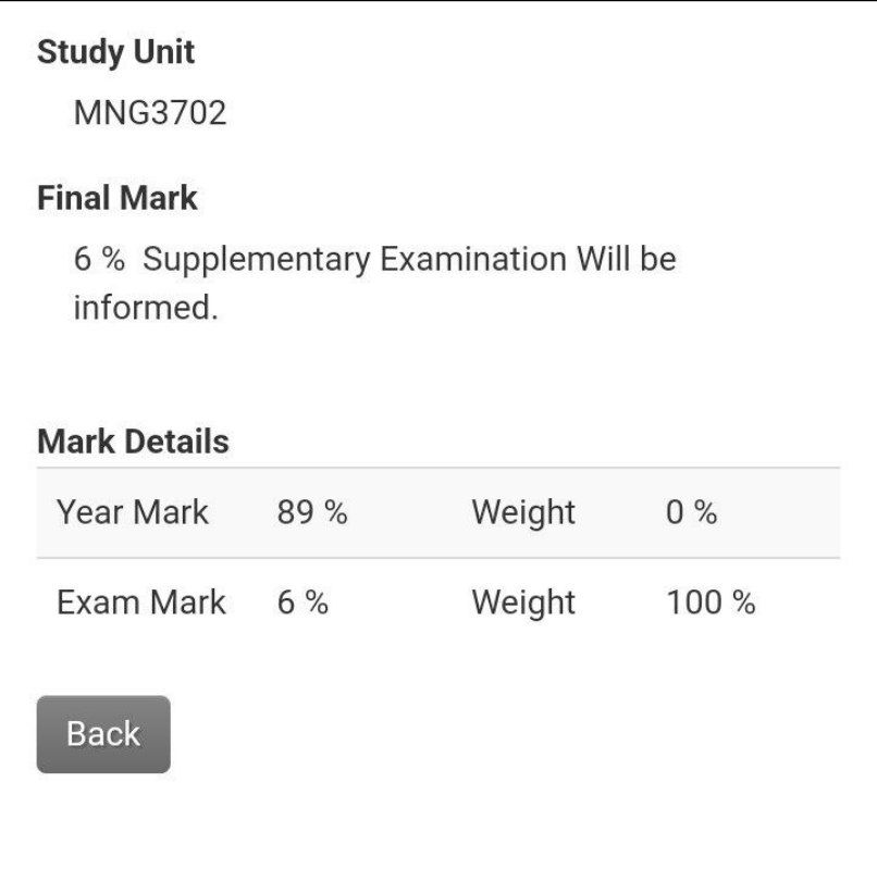 Kgotlhello67042's tweet photo. UNISA Students Demanding Answers!
Emails sent, responses unsatisfactory
6% scores without justification
Lack of transparency in marking
@UNISA, take action!
#UNISA #StudentRights #Fairness https://t.co/HCuvArsmeP