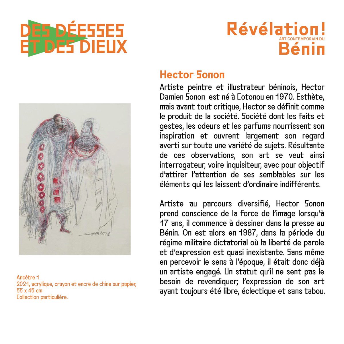artdubenin's tweet photo. 🔴 L'artiste du jour 

Hector Sonon utilise l’art pour observer et questionner la société. Avec un regard critique et ouvert, il met en lumière des éléments qui passent souvent inaperçus, tout en restant libre et sans tabou. https://t.co/FhlB4UVFDv
