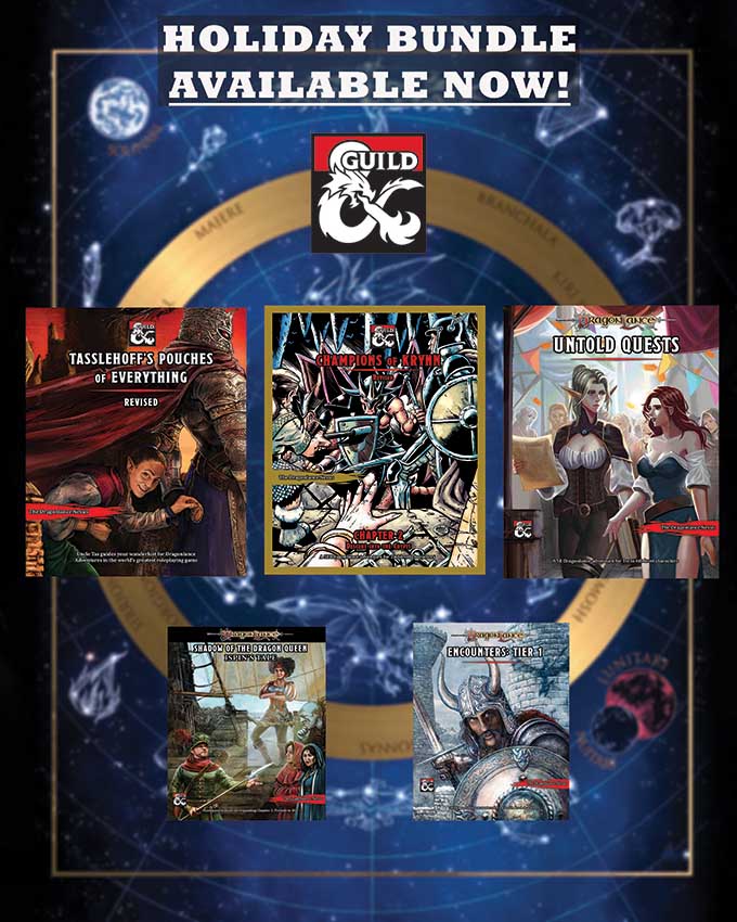 We have a holiday bundle with most of our electronic products on the <a href="/dms_guild/">Dungeon Masters Guild</a>  marked down 20%! Take a look. #Dragonlance dmsguild.com/product/504617…