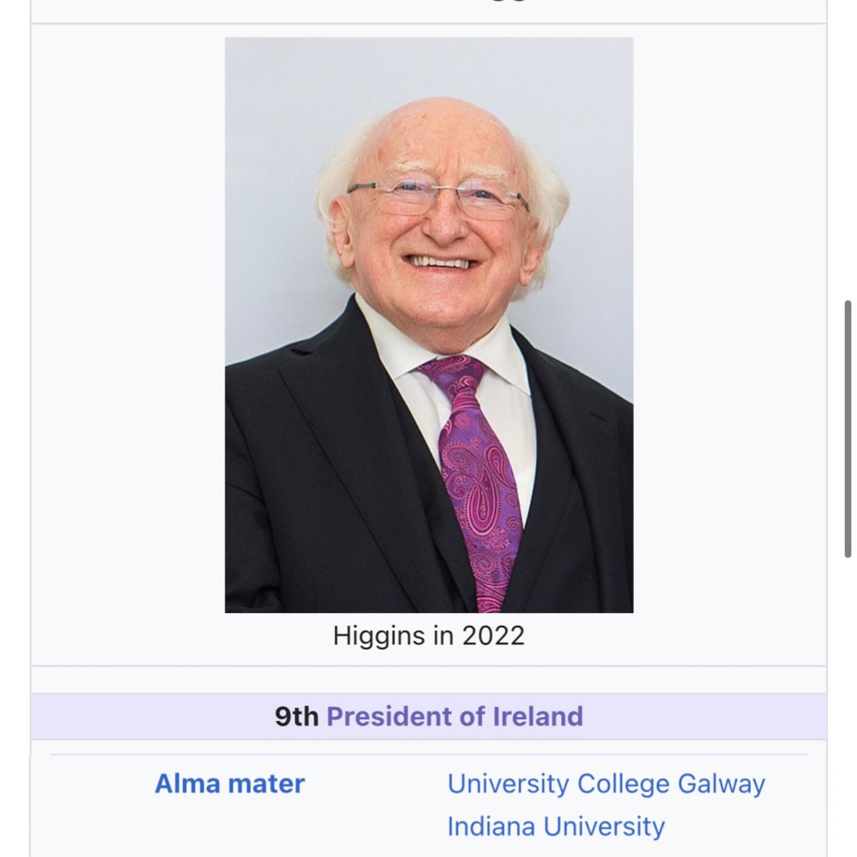 Gotta think Ireland is rooting for Indiana along side their president, who went to IU!

President Michael Higgins is #NeverDaunted
