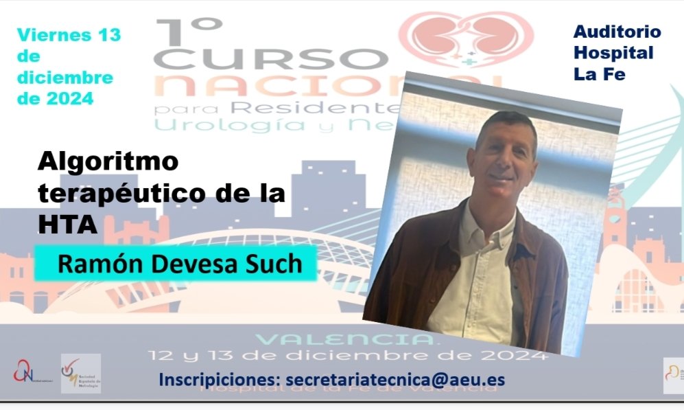 María Ramos Cebrián (@ramos_cebrian) on Twitter photo 2 days left...
Curso Nacional residentes Nefro-uro en <a href="/HospitalLaFe/">HospitalLaFe</a> 🧡
<a href="/SuchRamon/">Ramon Devesa Such</a> <a href="/SENefrologia/">S.E.N. Nefrología</a> <a href="/senjoven/">JovSEN</a> <a href="/SVNefro/">Sociedad Valenciana de Nefrología</a> <a href="/Nefro_LaFe/">Nefrología La Fe</a> <a href="/UrologiaLaFe/">UrologiaLaFe</a> <a href="/albertobudiaalb/">alberto budia alba</a> <a href="/InfoAeu/">AEU</a> <a href="/ResidentesAEU/">RAEU - Spanish Urology Residents Working Group</a> 2 days left...
Curso Nacional residentes Nefro-uro en <a href="/HospitalLaFe/">HospitalLaFe</a> 🧡
<a href="/SuchRamon/">Ramon Devesa Such</a> <a href="/SENefrologia/">S.E.N. Nefrología</a> <a href="/senjoven/">JovSEN</a> <a href="/SVNefro/">Sociedad Valenciana de Nefrología</a> <a href="/Nefro_LaFe/">Nefrología La Fe</a> <a href="/UrologiaLaFe/">UrologiaLaFe</a> <a href="/albertobudiaalb/">alberto budia alba</a> <a href="/InfoAeu/">AEU</a> <a href="/ResidentesAEU/">RAEU - Spanish Urology Residents Working Group</a>