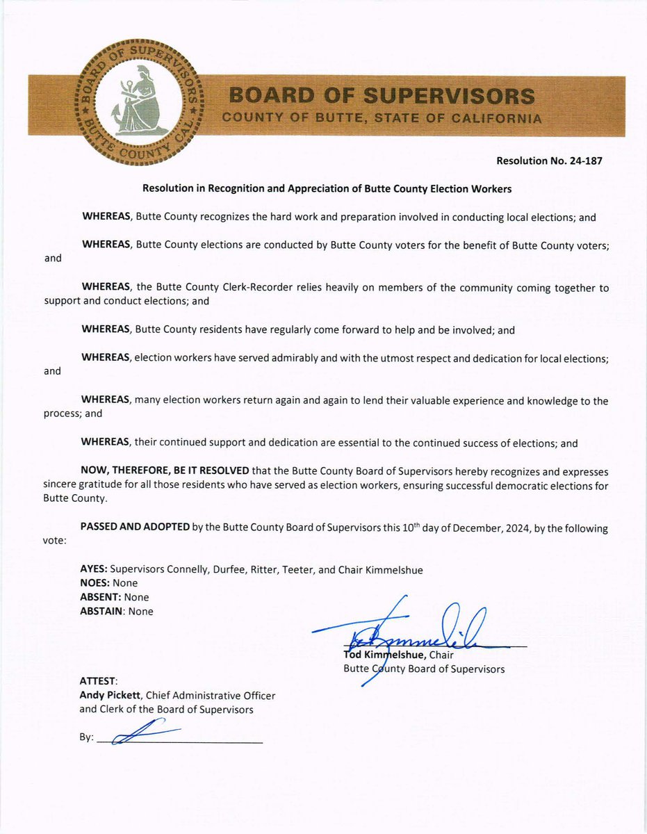 A special thank you from <a href="/CountyofButte/">County of Butte</a> Supervisors to Butte County Election Workers!

Your hard work and dedication to civil service are integral to the successful administration of elections.

Thank you!