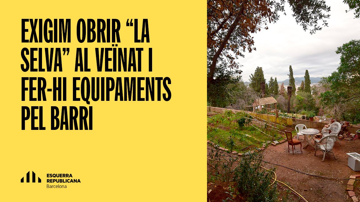 ERCbcn's tweet photo. ‼️ La finca forestal La Selva, pulmó verd a la Font d’en Fargues, perilla pel projecte d’una residència de luxe

✅ Hem exigit al govern municipal que l'Ajuntament adquireixi l'espai per tal d’obrir-lo al barri i fer-hi un equipament públic

❌ @pscbarcelona s'hi nega! https://t.co/pumh4QFbHh