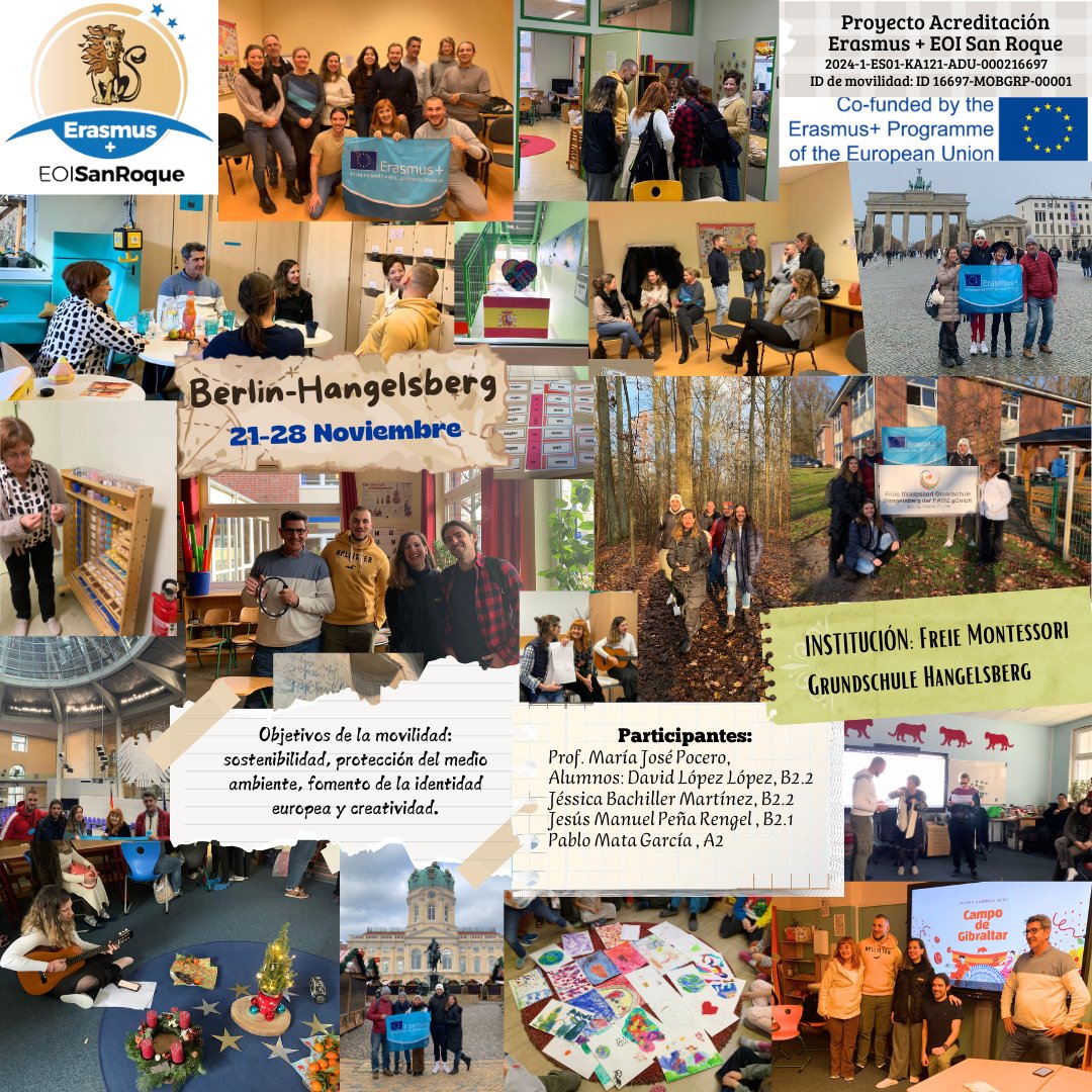 Alumnos de la EOI San Roque participaron en una movilidad a Berlín, visitando la VHS-Mitte y la Freie Montessori Grundschule Hangelsberg en el marco del proyecto de Acreditación Erasmus+ 2024 de nuestra escuela. #Erasmus+#Movilidad #Berlin #ProyectoErasmus #Alemán <a href="/sepiegob/">SEPIE</a> 🇪🇺🥳