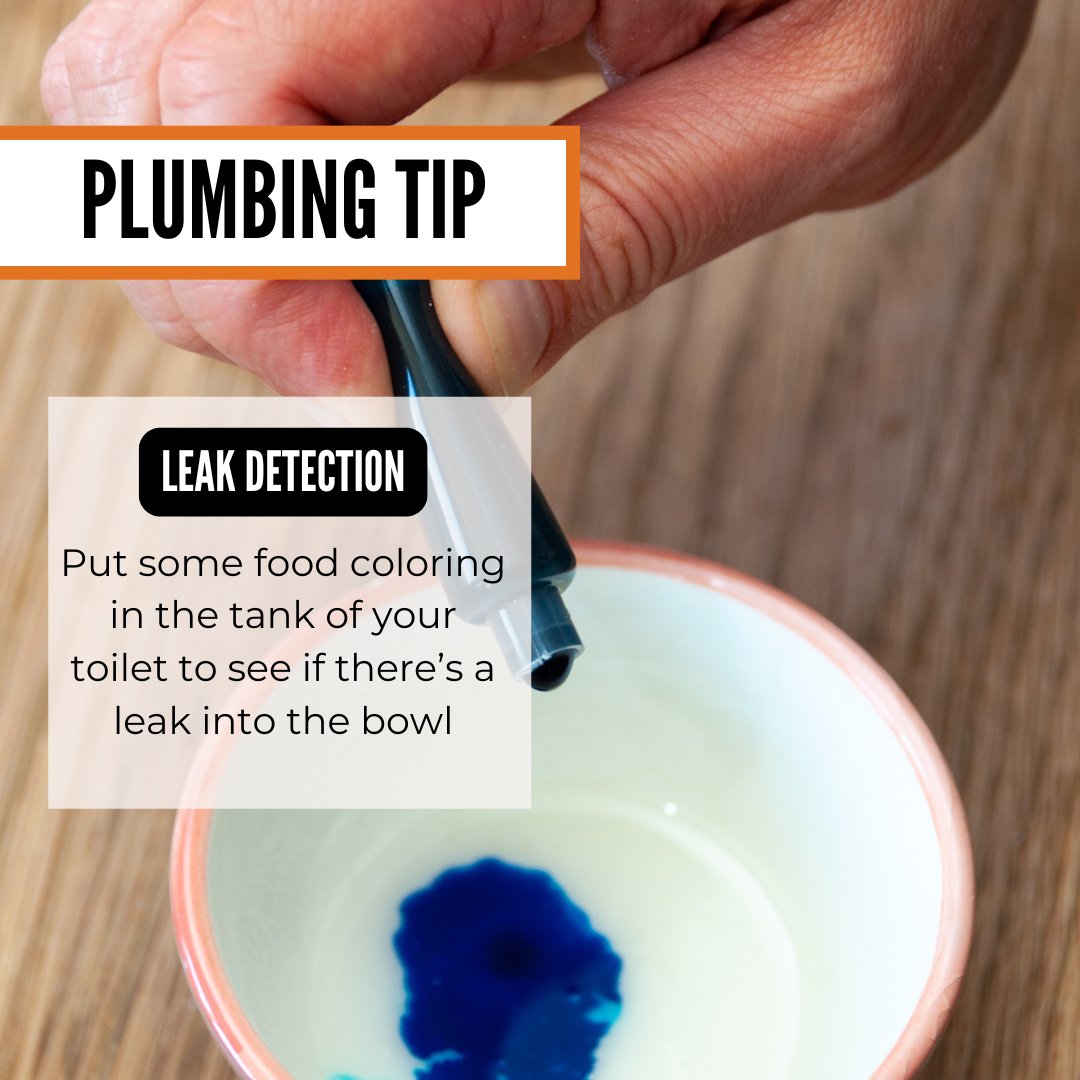 ShaferServices's tweet photo. Putting food coloring in your toilet tank during periods of inactivity will show you if there’s water leaking into your toilet bowl - if you’ve detected a leak, call Shafer Services and our plumbers can help diagnose the problem! #saferwithshafer #plumbing #plumbingservices https://t.co/j7Rj6DAX7r
