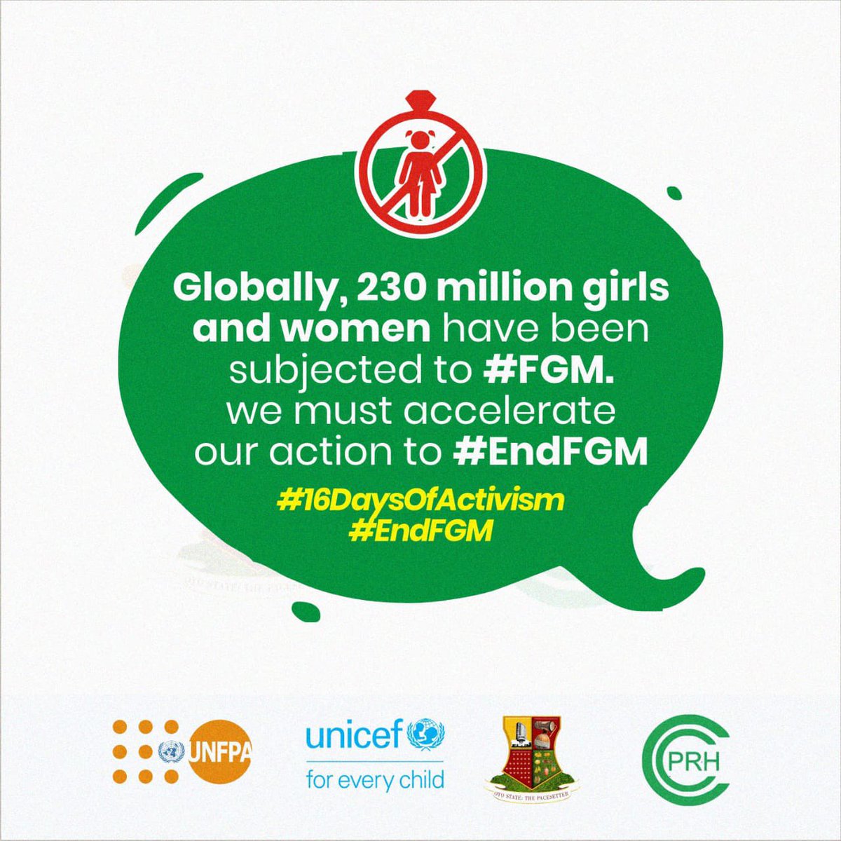 floshylopez's tweet photo. @UNFPANigeria @UNFPA @cprh5 230 million girls have experienced FGM, 
This is not culture it is violence and it’s time for change.
Let’s make the impossible possible, Together we can ensure the next generation of girls grows up #FGM free.
#16DaysOfActivism2024 #CCPRHstorm https://t.co/YtYS5bRLOE