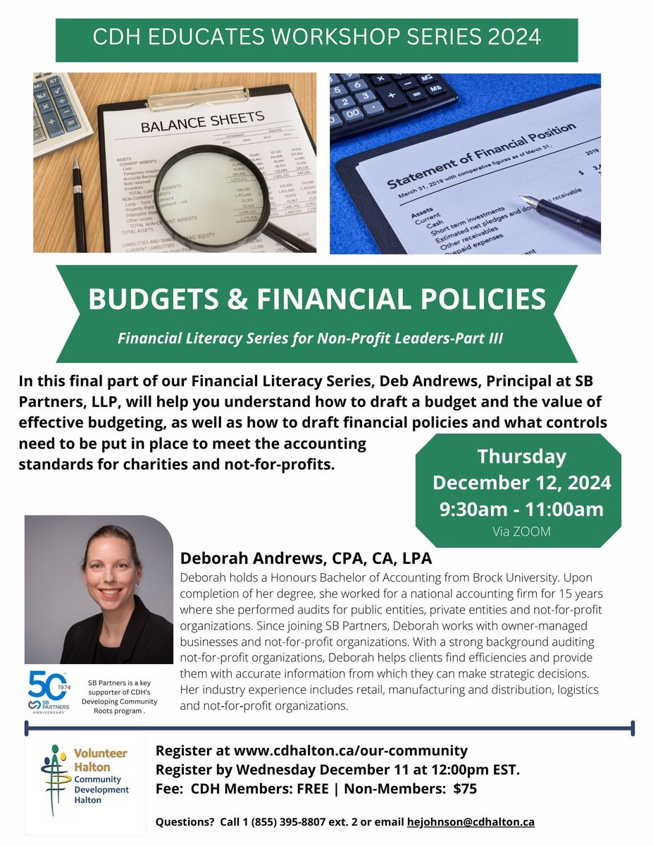 Last chance to register!  The final workshop in the Financial Literacy Series for Non-Profit Leaders, Budgets &amp; Financial Policies, is December 12th at 9:30am.  
Register for the workshop today at: buff.ly/48Oexa2
