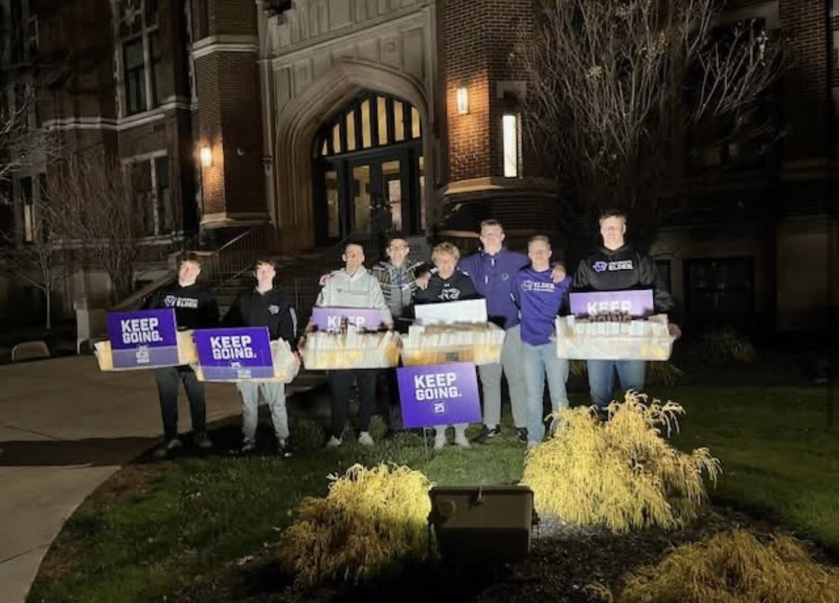 ElderHighSchool's tweet photo. Working with KeepGoing25’s Illumni-Nite event, members of Campus Ministry delivered luminaries, a sign, and prayer cards with words of encouragement to 5 families, hopefully bringing light and encouragement to people and families facing adversity this year. #Altiora #RossStrong https://t.co/c5jOcx7I2y