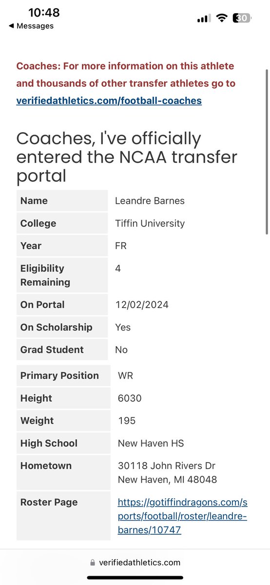 6’3 WR In The Portal looking for a place to compete!

 verifiedathletics.com/transfer
