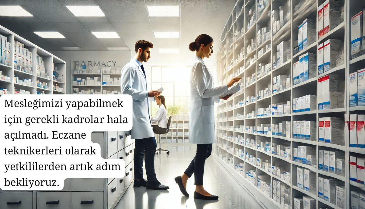 <a href="/saglikbakanligi/">T.C. Sağlık Bakanlığı</a> Mesleğimizi yapabilmek için gerekli kadrolar hala açılmadı. Eczane teknikerleri olarak yetkililerden artık adım bekliyoruz🤍💊
<a href="/drmemisoglu/">Prof. Dr. Kemal Memişoğlu</a>
#eczTeknikeri6binatama
<a href="/sagliklicozum/">T.C. Sağlık Bakanlığı Sağlıklı Çözüm</a> 
M