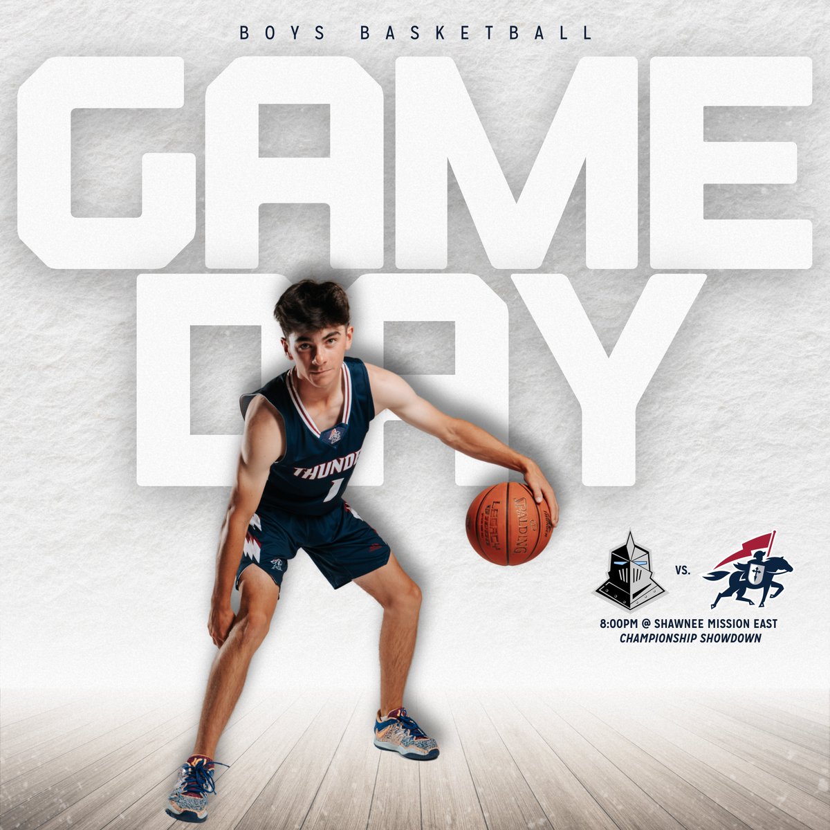 SJA_Gameday's tweet photo. GAMEDAY🏀

🆚 Shawnee Mission East
⏰ 8:00 PM
📍 Shawnee Mission East
✨ Championship Showdown

#GoThunder x @sjamensbball https://t.co/zgdROJaJFN
