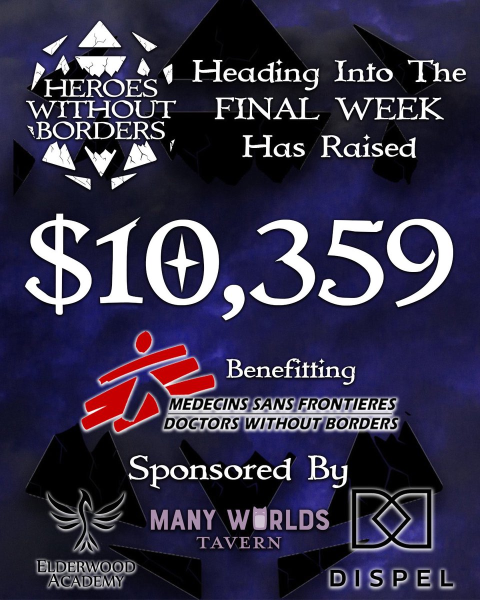 It’s our FINAL week of #HeroeswithoutBorders 😳 we’ve raised over 10k for <a href="/MSF_USA/">Doctors w/o Borders</a> and we’re not even at our finale yet!! 

Let’s keep it going! Join us tomorrow in Avernus at 6pm EST and Friday for our FINALE at the same time 👀

 #dnd #ttrpg #dnd5e