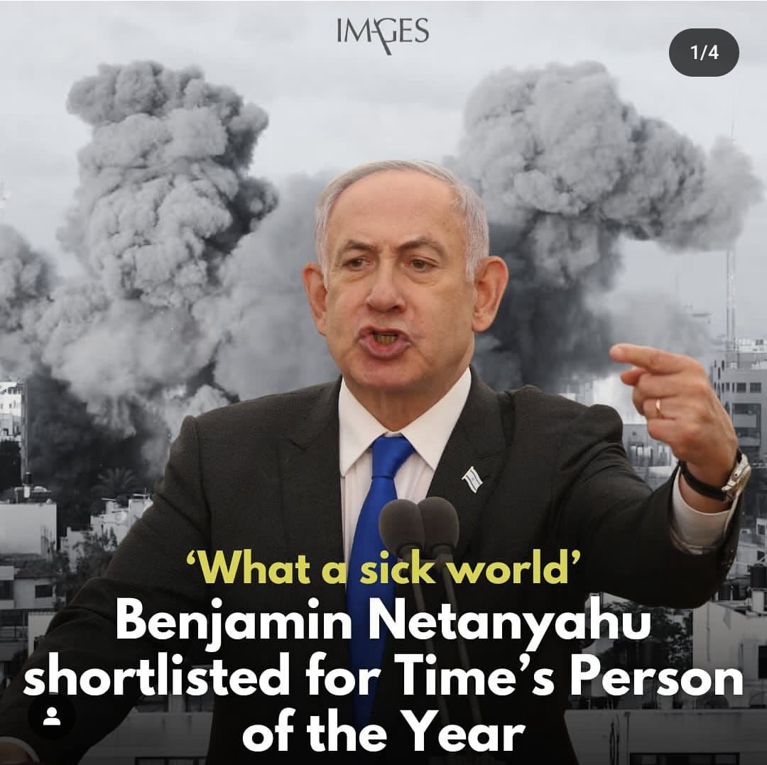 Just a day before the International Human Rights Day, Times magazine shortlisted Israel’s Prime Minister Benjamin Netanyahu for Person of the Year, despite his role in Palestinian oppression and genocide of 44,758 innocent Palestinians. Just months ago, they honored Mahrang