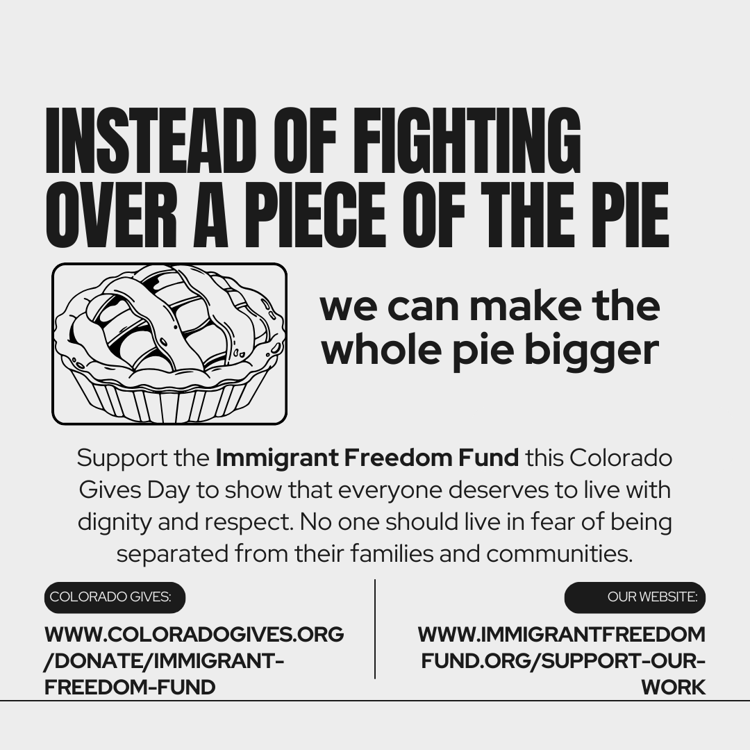 ImmFreedomFund's tweet photo. CO Gives matches all recurring donations, through today! Support us to assist as many people as possible get free from ICE detention./
CO Gives iguala todas las donaciones recurrentes hasta el final del día. Apóyanos para ayudar a personas a salir de detención de ICE. https://t.co/1xqs1EitPe