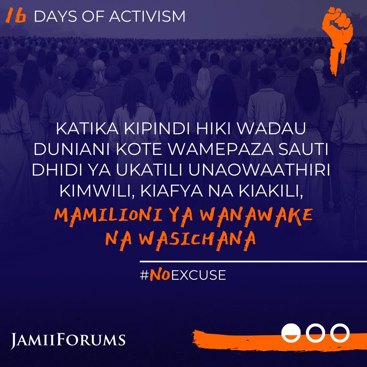 JamiiForums's tweet photo. Tumalize maadhimisho haya kwa kuahidi kuchukua hatua dhidi ya Ukatili wa Kijinsia na kujenga Dunia yenye Haki na Usawa

Sote tuna jukumu la kuhakikisha tunakuwa sehemu ya suluhisho ili kuleta mabadiliko ya kweli

Soma https://t.co/QFQf2ioBRZ

#JamiiForums #16DaysOfActivism24 #WomenRights #EndGBV #ProtectWomen #JFWomen #NoExcuse #PingaUkatiliMtandaoni