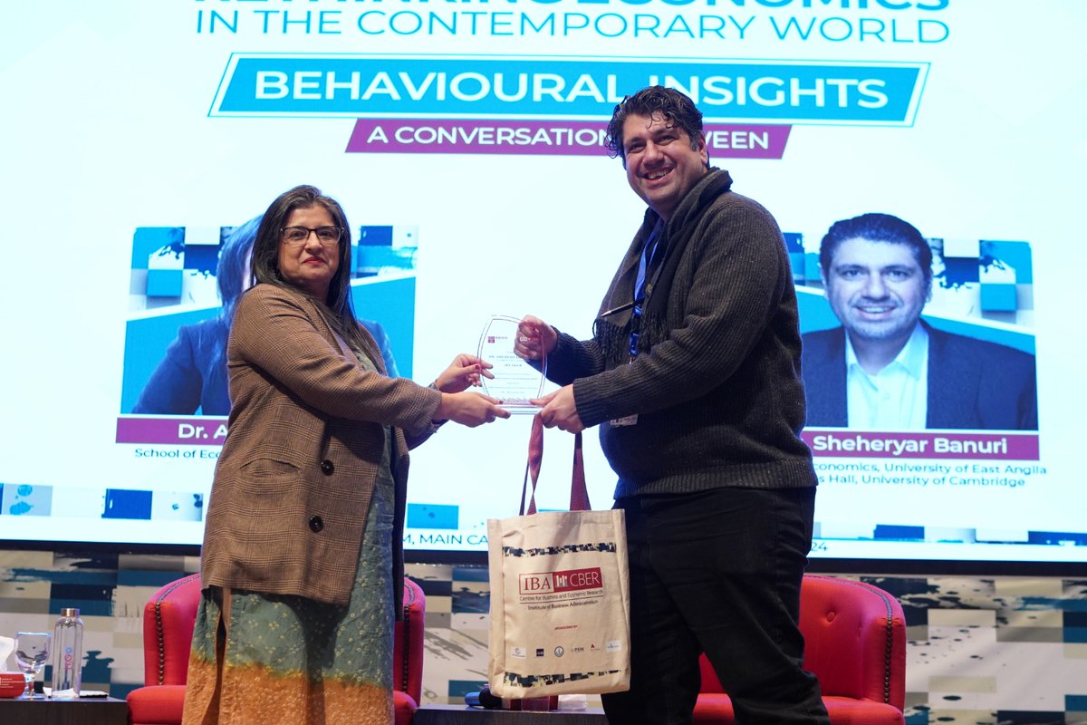 IBA Centre for Business and Economic Research (@ibacber) on Twitter photo A very informative and enlightening conversation on Behavioral Economics by Dr. Asma Hyder (<a href="/AsmaHyder/">Asma Hyder</a>) and Dr. Sheheryar Banuri (<a href="/Sheheryarbanuri/">Sheheryar Banuri</a>) at the fourth annual #CBERCON24 #RethinkingEconomics in a Contemporary World.
<a href="/ibakhiofficial/">IBA Karachi</a> <a href="/sess_iba/">School of Economics and Social Sciences(SESS), IBA</a> A very informative and enlightening conversation on Behavioral Economics by Dr. Asma Hyder (<a href="/AsmaHyder/">Asma Hyder</a>) and Dr. Sheheryar Banuri (<a href="/Sheheryarbanuri/">Sheheryar Banuri</a>) at the fourth annual #CBERCON24 #RethinkingEconomics in a Contemporary World.
<a href="/ibakhiofficial/">IBA Karachi</a> <a href="/sess_iba/">School of Economics and Social Sciences(SESS), IBA</a>