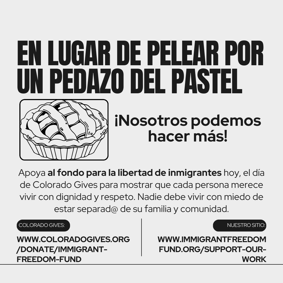 ImmFreedomFund's tweet photo. CO Gives matches all recurring donations, through today! Support us to assist as many people as possible get free from ICE detention./
CO Gives iguala todas las donaciones recurrentes hasta el final del día. Apóyanos para ayudar a personas a salir de detención de ICE. https://t.co/1xqs1EitPe