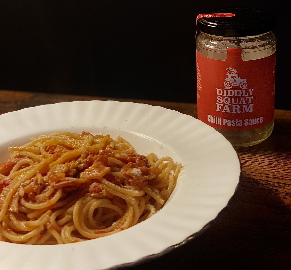 JohnOfTheHenge's tweet photo. Pasta Amatriciana with Diddly Squat things! @JeremyClarkson an extremely tasty mid week meal! Yum! #jaaagggggg https://t.co/N7rx0yVzio