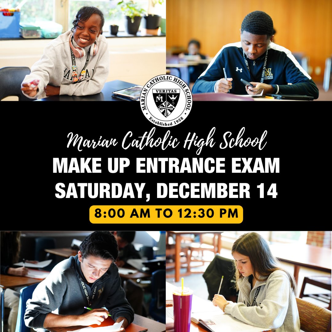 Miss the entrance exam for the Class of 2029? Join nearly 200 future Spartans who took the leap! Sign up for the makeup exam this Saturday, December 14, at 8:00 a.m. Secure your spot among the best!

Register at marianchs.com/admissions/ent…

#CelebrateMarian
