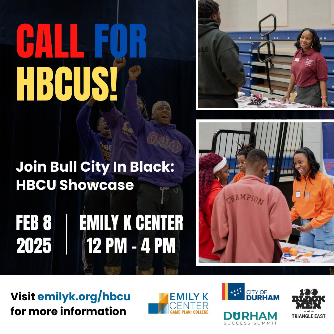 We're thrilled to host our annual Bull City in Black event in February! HBCUs - please join us for this exciting day to connect, network, and celebrate with students in the Triangle. Visit emilyk.org/hbcu to learn more.