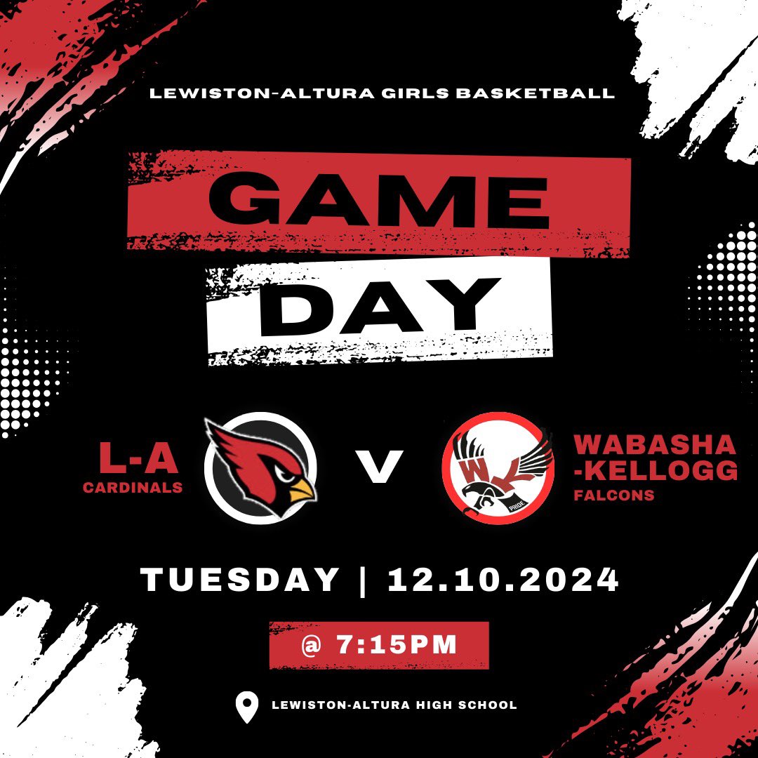 GAME DAY!!!

HOME vs. Wabasha-Kellogg 🏀 

8th: 5:00 pm
9th: 6:00 pm
Varsity: 7:15 pm

Watch online: fan.hudl.com/usa/mn/lewisto…