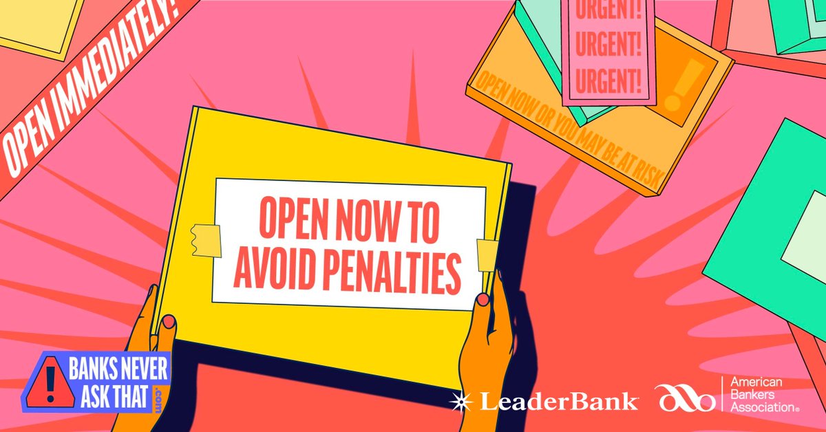 If a stranger handed you a package &amp; said, "Trust me, just open it," you'd be wary, right? Opening an unexpected text &amp; clicking on a link should feel just as suspicious. #BanksNeverAskThat #FraudAlert #LeaderBank

Can you spot other scams? Take this quiz: aba.social/3lpYQz4