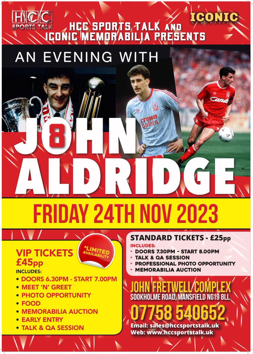 Last November we had the honour of hosting <a href="/LFC/">Liverpool FC</a> goal machine <a href="/Realaldo474/">John Aldridge</a> for an evening with and a q&amp;a session. 

Just like his heyday, Aldo was in fine form and we all had a fantastic night. 

#HCCIconic