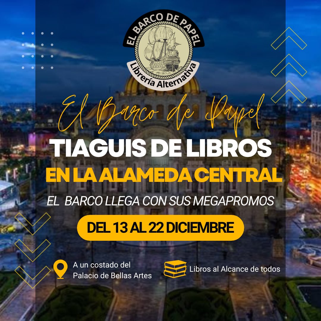 ¡Termina una vamos por la otra!
Atención chilangos: #ElBarcoDePapel llega con sus megapromos a partir de este viernes 13 de Diciembre. 
Estén atent@s a nuestras publicaciones, estaremos dando los pormenores estos días. 
#BellasArtes #AlamedaCentral #FeriaDelLibro #Cdmx #Dondeir