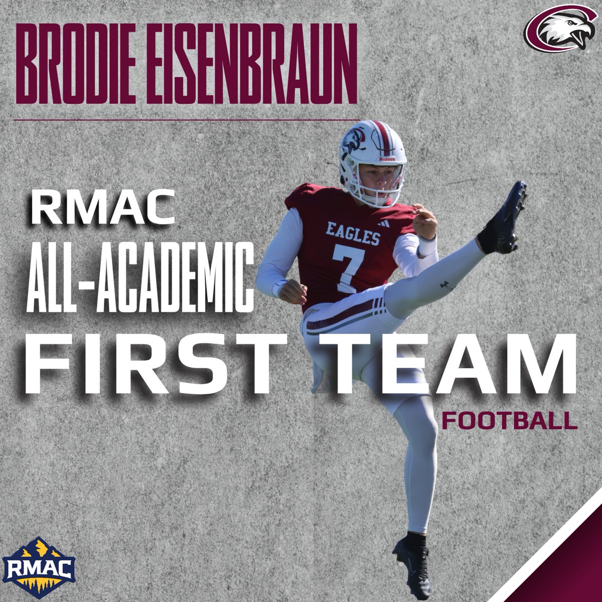 FB ALL-ACADEMIC: Four Chadron State Eagle football players earned selection to the RMAC's All-Academic First Team for their work on the field and in the classroom.

Congratulations to First Team recipients Peter Krohn, Logan O'Brien, Hunter O'Connor and Brodie Eisenbraun!