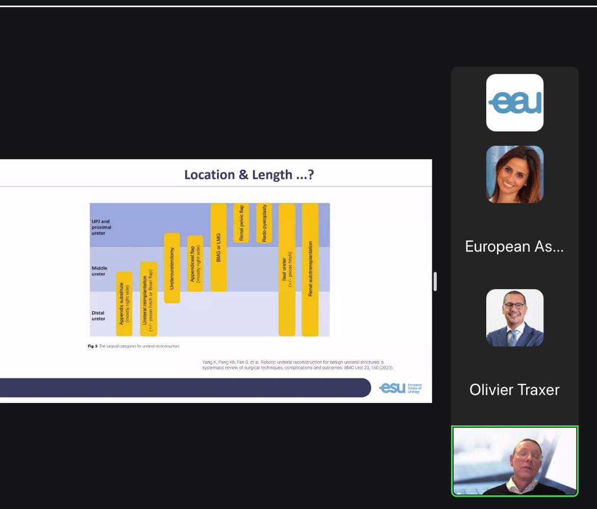 Silvia Proietti (@sproietti81) on Twitter photo The Urowebinar “Ureteral stenosis & stones: the dog that chases is own tail”has ended.
Great talks with several insights on how to avoid and solve this complication!
Thanks to all the distinguished speakers & <a href="/UrowebESU/">European School of Urology (EAU ESU)</a> <a href="/Uroweb/">European Association of Urology (EAU)</a> for making this possible! The Urowebinar “Ureteral stenosis & stones: the dog that chases is own tail”has ended.
Great talks with several insights on how to avoid and solve this complication!
Thanks to all the distinguished speakers & <a href="/UrowebESU/">European School of Urology (EAU ESU)</a> <a href="/Uroweb/">European Association of Urology (EAU)</a> for making this possible!