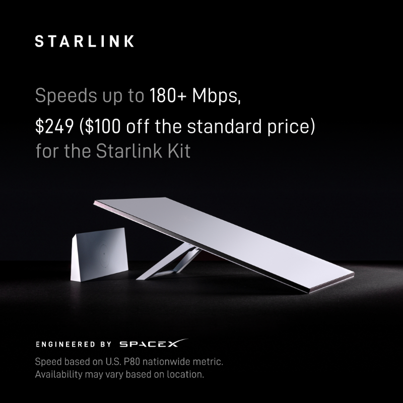 Starlink's tweet photo. No long-term contracts.
Easy to order online.
