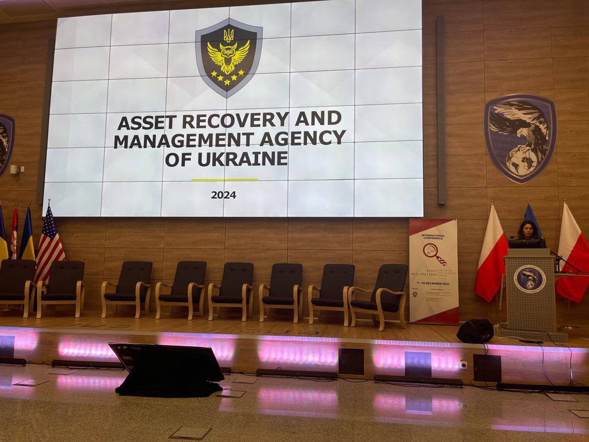 OlenaDuma's tweet photo. 1/2 On #InternationalAntiCorruptionDay, spoke at a conference in Poland @CBAgovPL 🇵🇱 highlighting ARMA’s global efforts in asset recovery.

Key points:
✅ Cooperation with @NAZK_gov to trace unjustified assets abroad
✅ New procedure for selling seized assets abroad https://t.co/jUfs9BC8gE