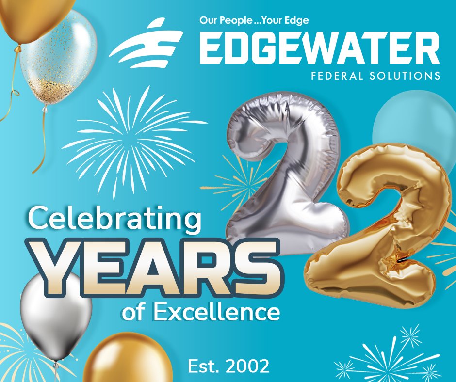 EdgewaterFed's tweet photo. Today, Edgewater proudly celebrates its 22nd anniversary! From delivering innovative solutions to building lasting relationships, every accomplishment is a testament to the strength of the community we've built.
#EdgewaterAnniversary #GovCon #MissionDriven https://t.co/15Wvvr20Za