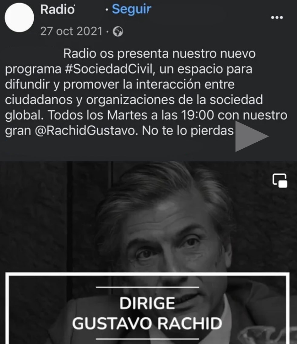 Un 27 de oct 2021 <a href="/RachidGustavo/">Gustavo Rachid Rucker</a> creó, diseño y dirigió su programa de radio #SC🎙️
Hoy después de más de 3 AÑOS de vida, "Sociedad Civil La voz de los Expertos" es un espacio de calidad dirigido por un profesional de la comunicación de gran trayectoria. 
Marcelino Lominchar🔝📲🌐