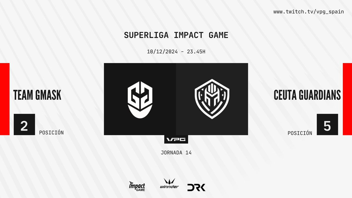 Virtual Pro Gaming España (@vpg_spain) on Twitter photo 🏆 SUPERLIGA <a href="/ImpactGame_es/">Impact Game</a>
🗓️ JORNADA 15
⏰ 23:45
📺 <a href="/TeamGMask/">Team GMask</a> 🆚 <a href="/CeutaGuardians/">𝘾𝙀𝙐𝙏𝘼 𝙂𝙐𝘼𝙍𝘿𝙄𝘼𝙉𝙎</a>
🎙️ <a href="/Mati_Bernstein/">Mati Bernstein 🎙</a> <a href="/jordiprods/">Jordi 🎙</a>
📹<a href="/xLuXoRzZ/">Diego</a>
✍️ Vuelve la mejor liga de España con un duelo de candidatos. ¿Quién ganará?
#TuEresVPG #Apoyaeldirecto <a href="/WINNDERcom/">WINNDER</a> <a href="/DRKsportsES/">DRK Sports</a> 🏆 SUPERLIGA <a href="/ImpactGame_es/">Impact Game</a>
🗓️ JORNADA 15
⏰ 23:45
📺 <a href="/TeamGMask/">Team GMask</a> 🆚 <a href="/CeutaGuardians/">𝘾𝙀𝙐𝙏𝘼 𝙂𝙐𝘼𝙍𝘿𝙄𝘼𝙉𝙎</a>
🎙️ <a href="/Mati_Bernstein/">Mati Bernstein 🎙</a> <a href="/jordiprods/">Jordi 🎙</a>
📹<a href="/xLuXoRzZ/">Diego</a>
✍️ Vuelve la mejor liga de España con un duelo de candidatos. ¿Quién ganará?
#TuEresVPG #Apoyaeldirecto <a href="/WINNDERcom/">WINNDER</a> <a href="/DRKsportsES/">DRK Sports</a>