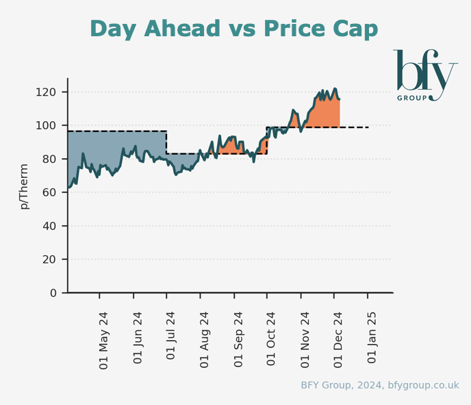 mwt0604's tweet photo. @L__Bow @thatsamoray @chandtailor @agilepredict No problem, was a good one to have the team dig into. We are in that position, yes. On both gas and elec but here's gas. A forward-hedged tariff with intra-day time of use would look pretty good from a customer perspective right now. Hard for a supplier to get right though. https://t.co/I2mxsbrltp