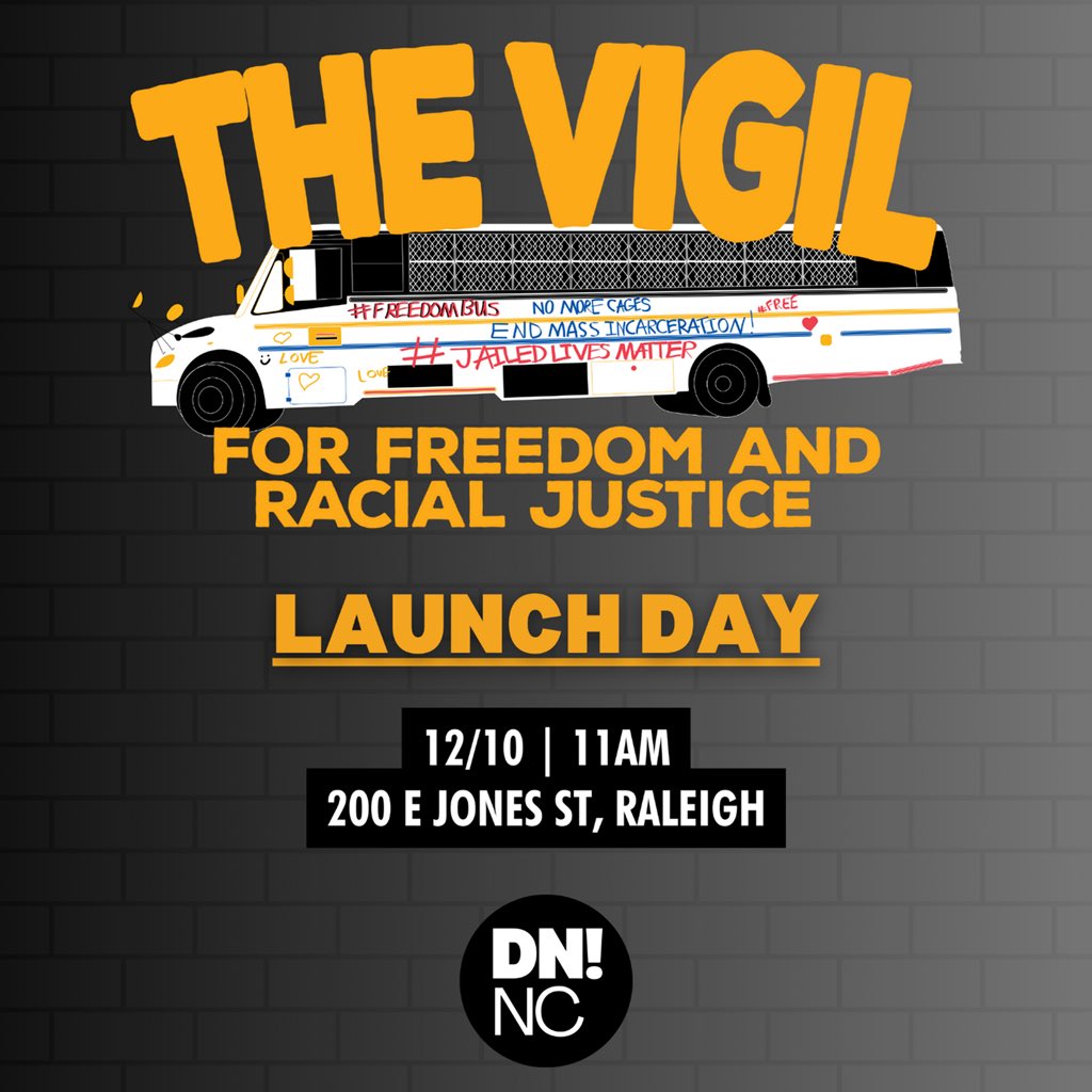jamssociety's tweet photo. Dear @NC_Governor 
As we approach your final days in office, we urge you to Decarcerate NC Now! For the past 5yrs, we have stood steadfast in our commitment to racial injustice in our state and ending incarceration for over 300k at the Vigil for Freedom and Racial Justice! #Day1 https://t.co/mSnG2dVbDC