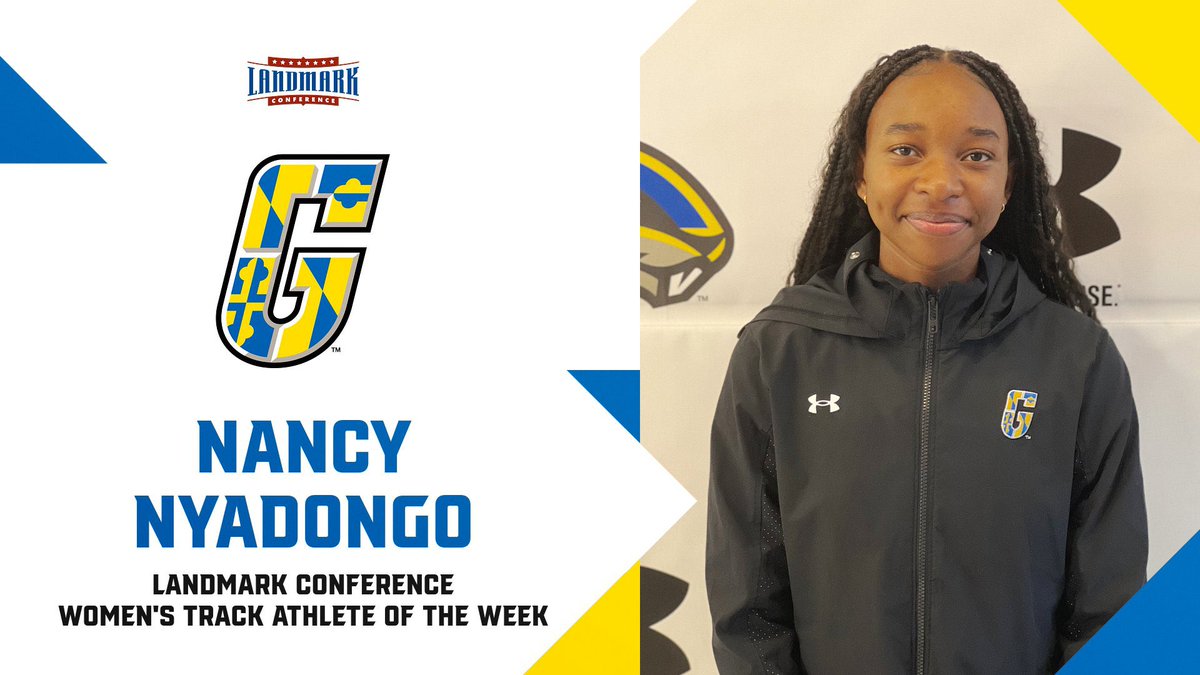 GoucherTFXC's tweet photo. 1st meet✅ 1st Athlete of the Week✅

Freshman Nancy Nyadongo earns @LandmarkConf Athlete of the Week honors running 2 school record times in the 60m and 400m this weekend at the TCNJ Indoor Open #digdeep https://t.co/lbATq6hPja