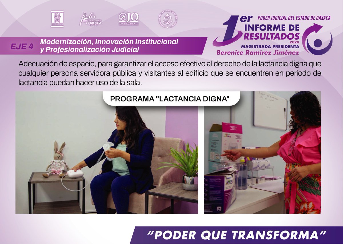 tsjoaxaca's tweet image. #Infórmate Primer Informe de Resultados 2024 de la Presidenta @MagistradaBRJ.

#PoderQueTransforma