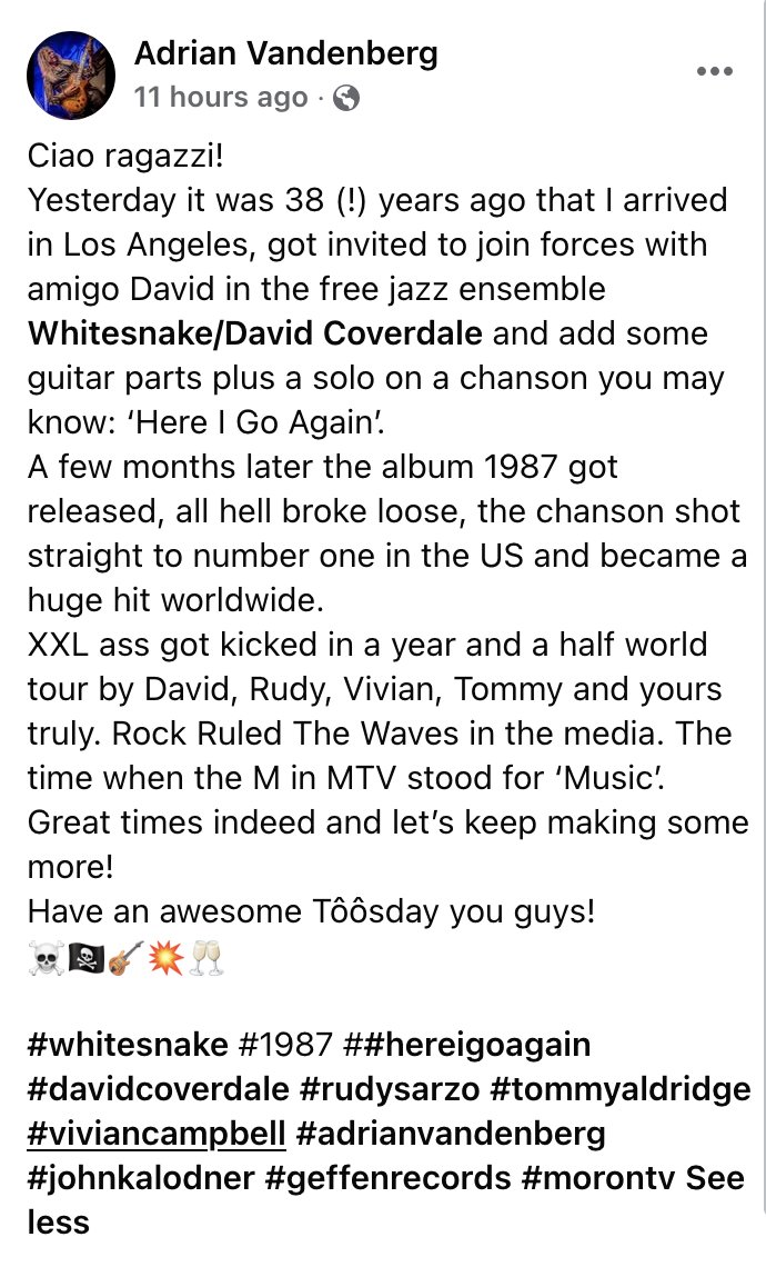 moonkings_fanpg's tweet photo. Happy Tuesday, amigos! #messagetoday #AdrianVandenberg @Adriandenberg #DavidCoverdale @davidcoverdale #Whitesnake https://t.co/E26QKtcGvN