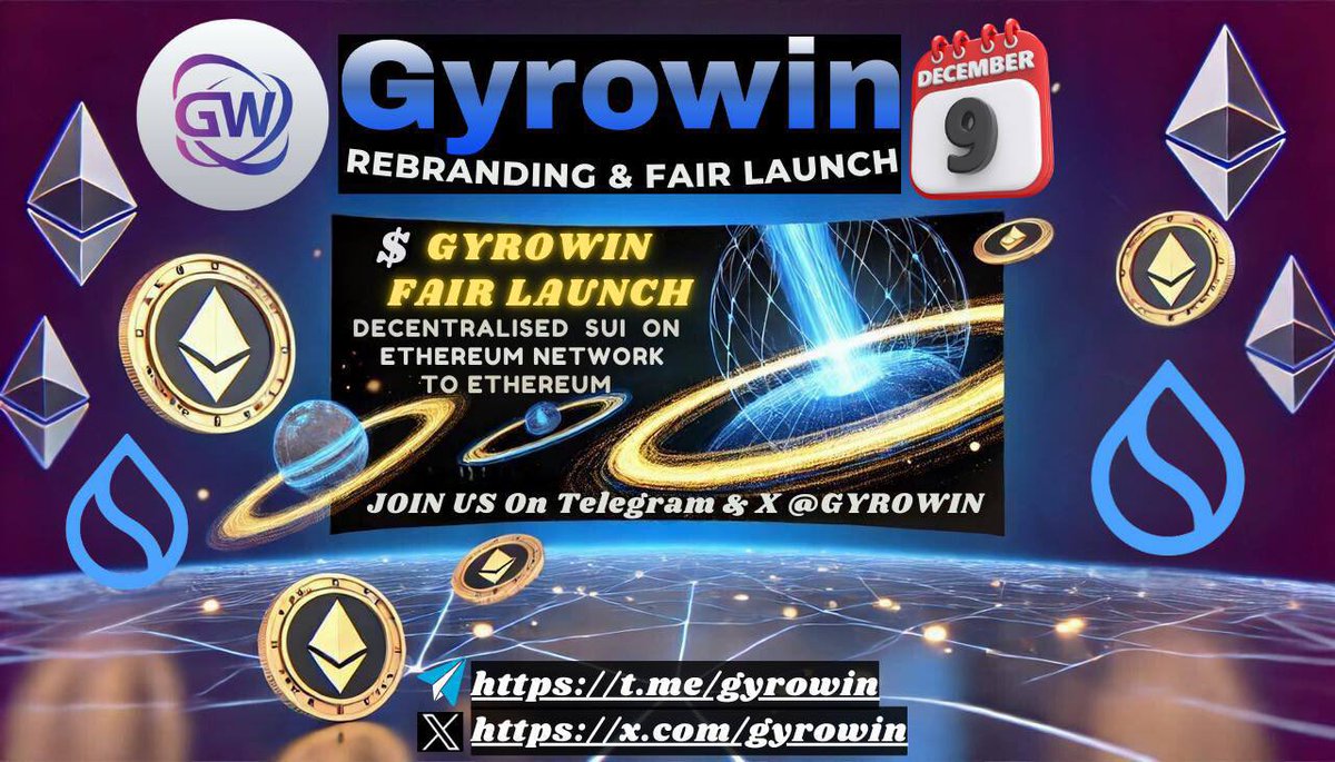 🌈We are excited to announce the rebranding of Gyrowin, accompanied by the fair launch of the $GYROWIN governance token between 11th to 12th December through a stealth launch on the #Ethereum network. Following this milestone, we will expand to the #Sui network.

<a href="/Gyrowin/">Gyrowin</a>