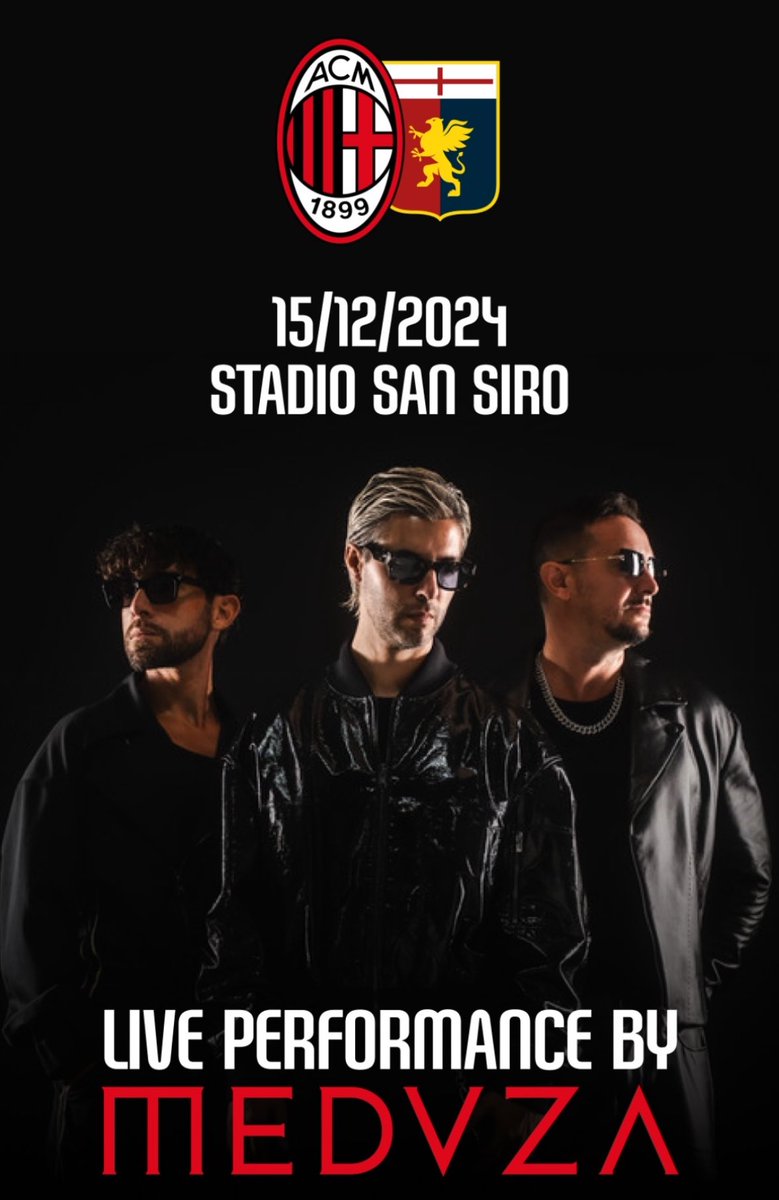 theMilanZone_'s tweet image. In occasione di #MilanGenoa a San Siro suoneranno i nostri amici @meduzamusic ❤️🖤