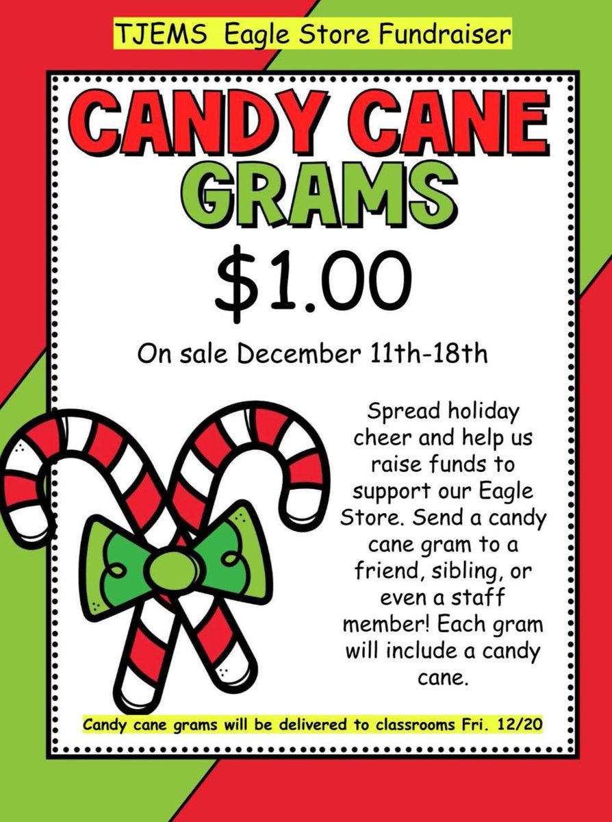 Don’t forget your Candy Grams this week!! Support our school store and spread kindness.
