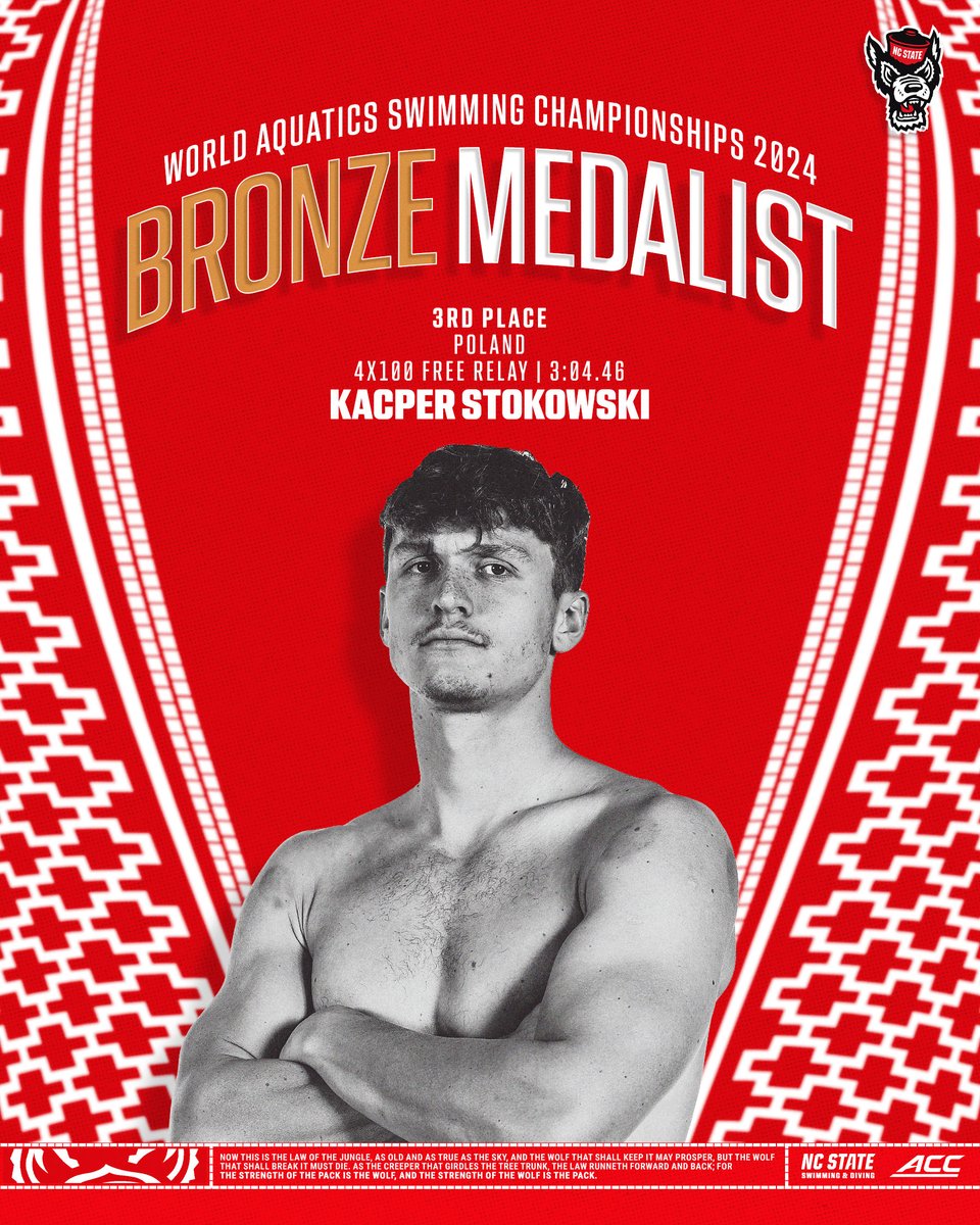 Kacper Stokowski and Team Poland take home bronze in the 4x100 Free Relay! 
#GoPack🐺