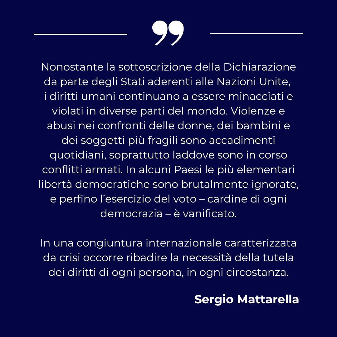 Dichiarazione del Presidente #Mattarella nella Giornata Mondiale dei #DirittiUmani : quirinale.it/elementi/123337