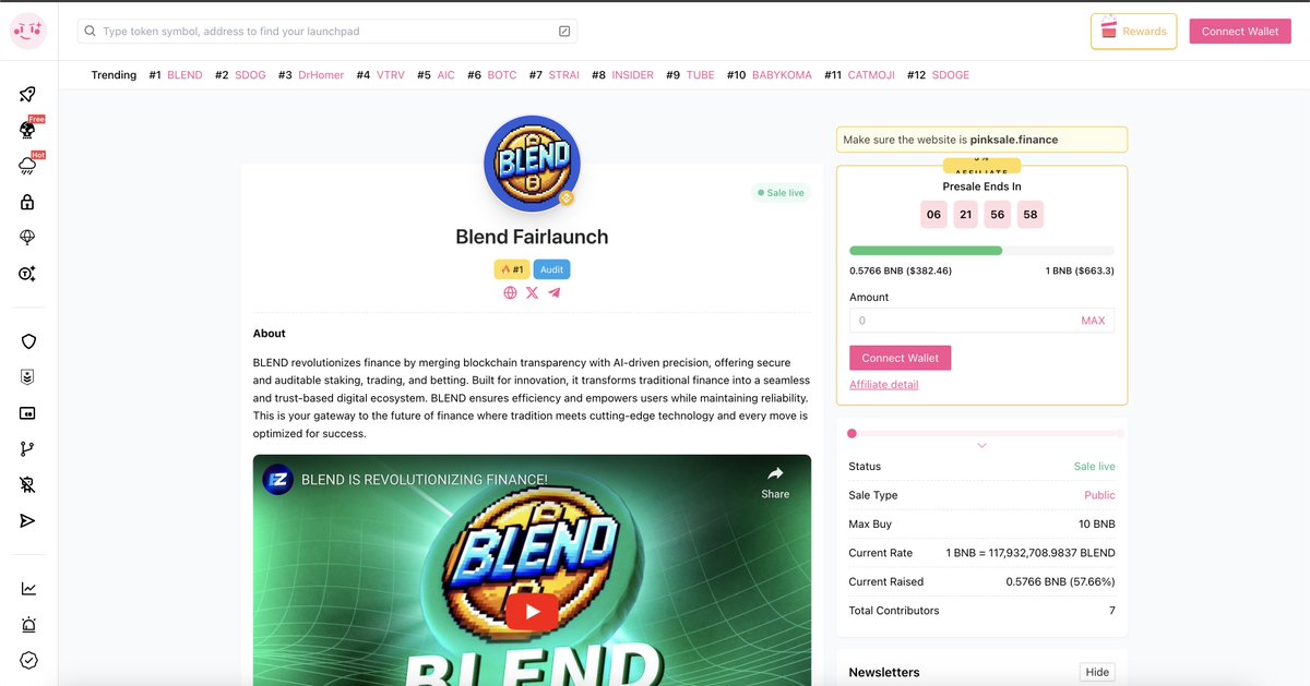 🔥 BLEND Fairlaunch is LIVE and already #1 Trending!

The future of finance is calling. Will you answer? 👑

👉 pinksale.finance/launchpad/bsc/…