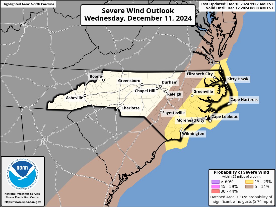 chuckcopelandwx's tweet photo. Heads up ENC, the Storm Prediction Center has introduced a Slight (2 out of 3) risk of #severeweather for Wed afternoon.
"The most probable area for a few tornadoes and damaging winds is centered on ENC during Wednesday afternoon."
#encwx #wx #wsky #severewx #tornado https://t.co/5CxzZwq8Mw