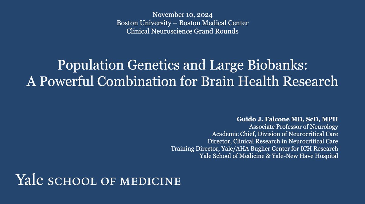 Guido J. Falcone MD, ScD, MPH (@guidofalconemd) on Twitter photo Thank you <a href="/bmcneurology/">BU/BMC Neurology</a> for the invitation for present Clinical Neuroscience Grand Rounds.
Always eager to discuss the role of large biobanks in brain health research.
<a href="/NeurologyYale/">Yale Neurology</a> <a href="/YaleNeuroICU/">Yale Neurocritical Care</a> Thank you <a href="/bmcneurology/">BU/BMC Neurology</a> for the invitation for present Clinical Neuroscience Grand Rounds.
Always eager to discuss the role of large biobanks in brain health research.
<a href="/NeurologyYale/">Yale Neurology</a> <a href="/YaleNeuroICU/">Yale Neurocritical Care</a>