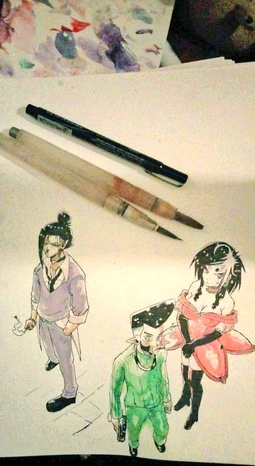 malikexmassacre's tweet photo. Hey. I'm back. Just got settled in my new house! And got my old art stuff out of the storage! Traditional watercolor practice. Mariiku Asobu and rose from Soul-Ace.
I think imma be working on paper for my covers.
#manaA #manga #color #watercolor #comics #drawing #soulace https://t.co/SnE1T2gorF